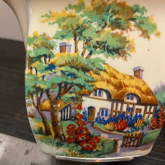 Falcon Ware Creamer English Cottage Gold Trim Accents Square Shaped - Picture 4 of 6